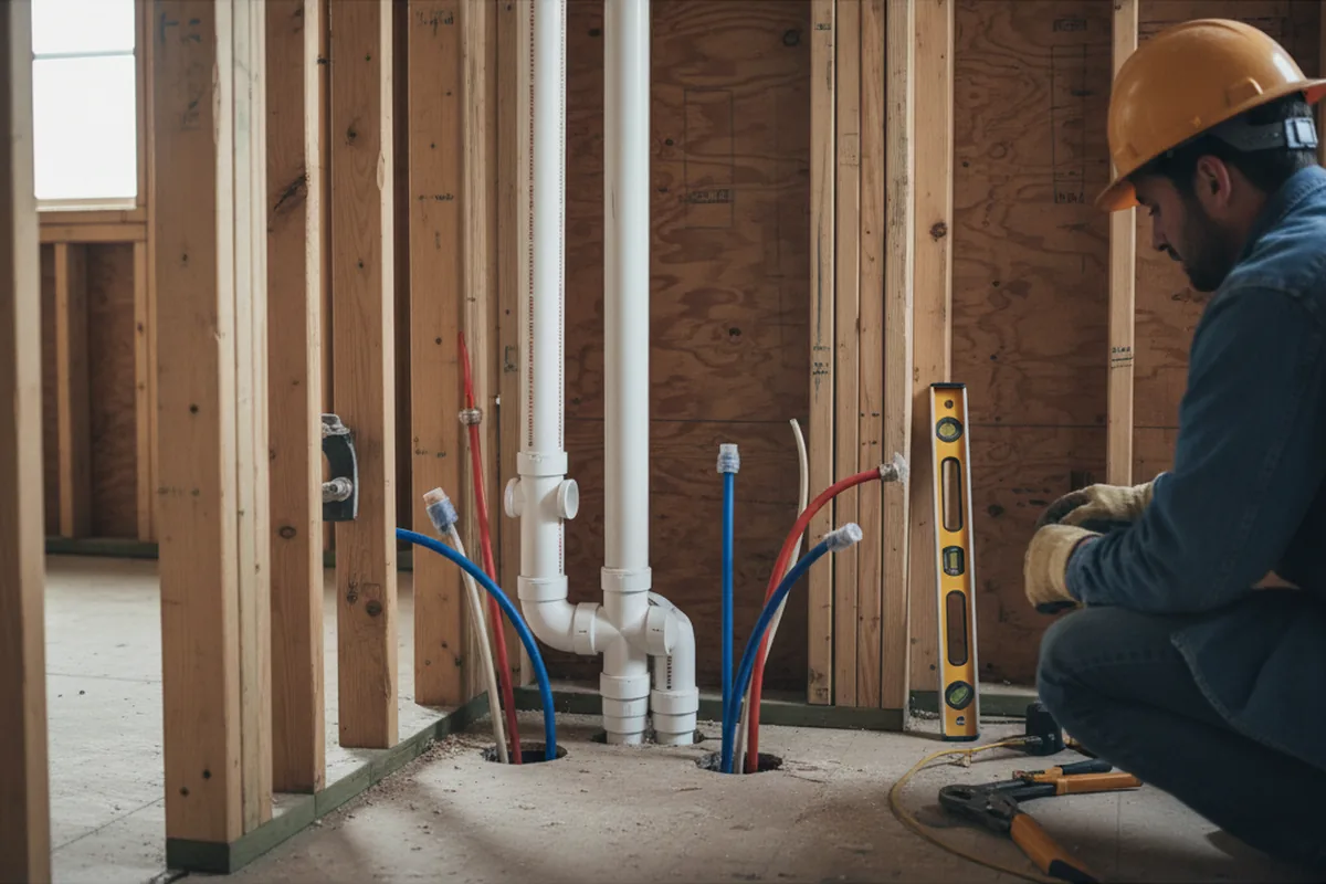 Drain and supply rough-in during Toilet Repair and Installation in Mart