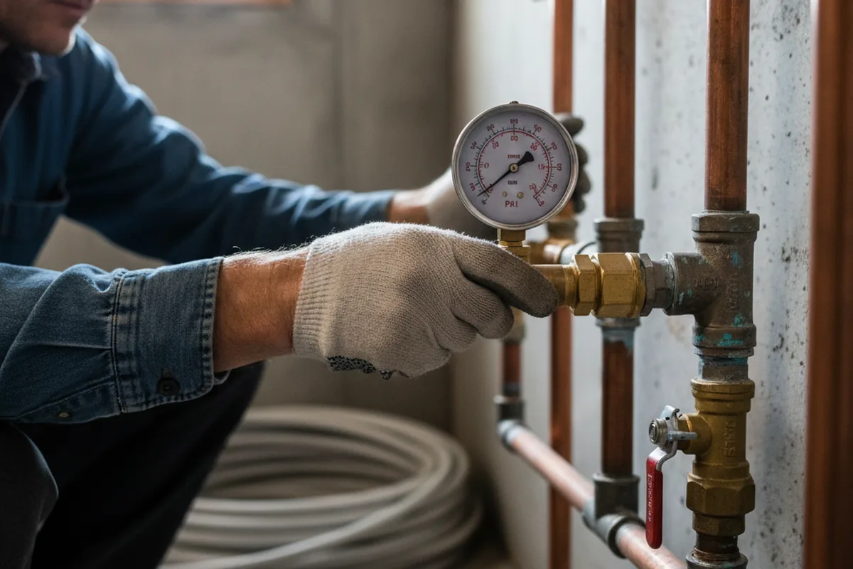 Pressure testing a repaired line during Water Line Repair in Mart