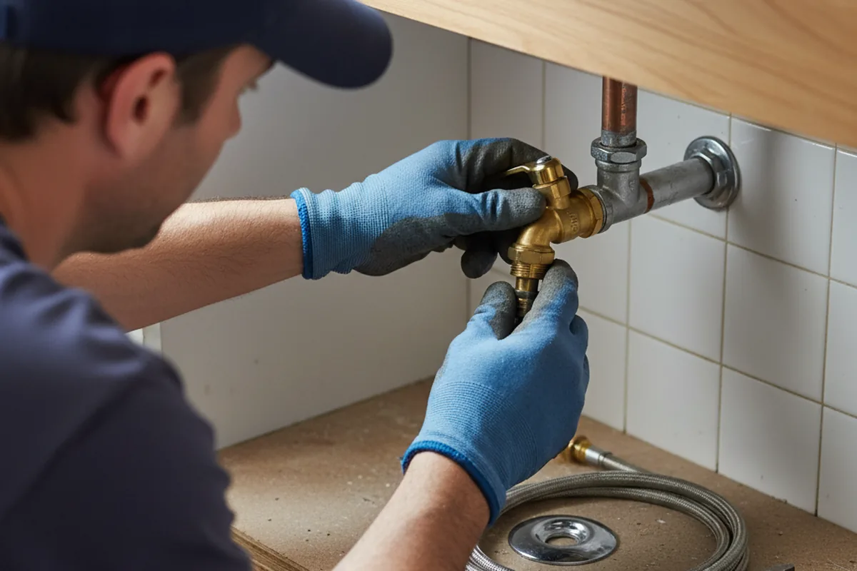 Shutoff valve and fitting work during Emergency Plumbing in Mart
